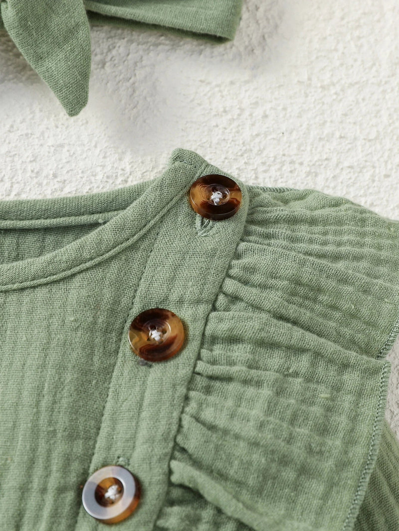 Macacao Longo Texturizado Bebe Menina Plush Algodão + Faixa