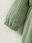 Macacao Longo Texturizado Bebe Menina Plush Algodão + Faixa