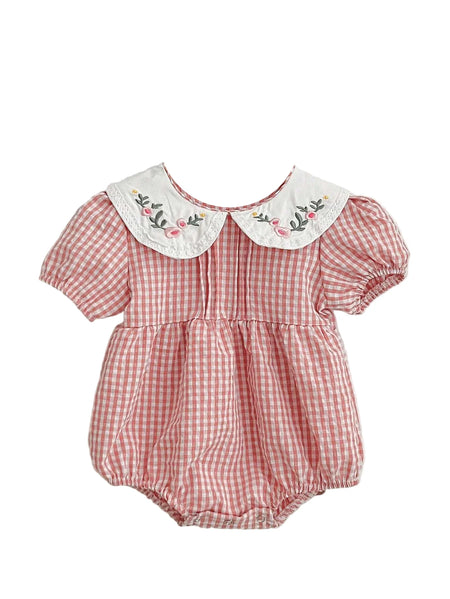 Body para Bebê Menina Rosa bordado Lavanda